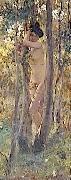 Julius LeBlanc Stewart Jeune femme nue dans un sous-bois Spain oil painting artist